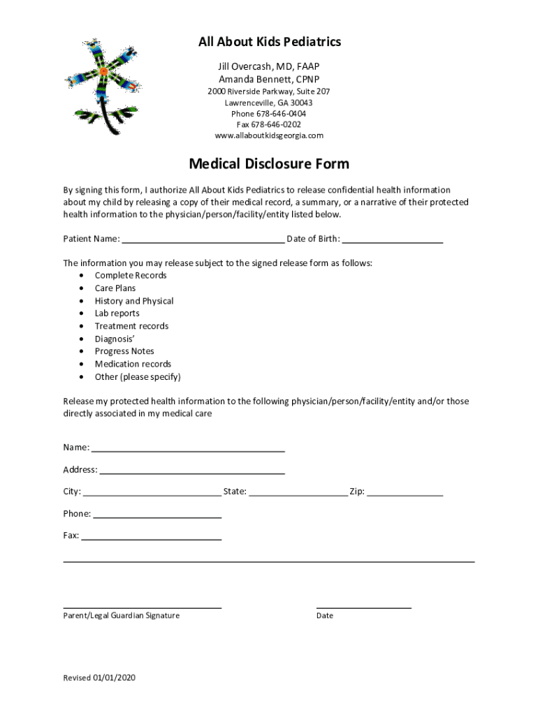 Fillable Online Contact Us & Directions All About Kids Pediatrics Fax