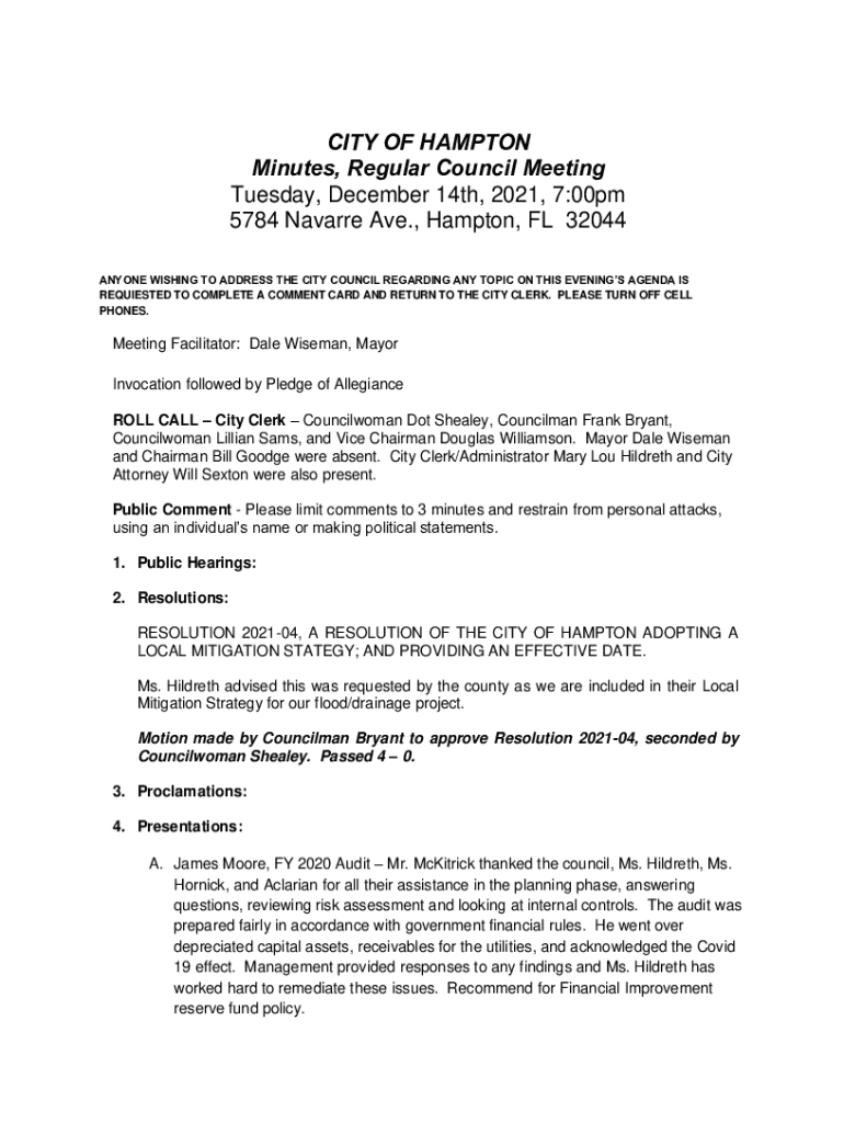 Fillable Online City of Hampton, Florida Fax Email Print pdfFiller