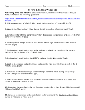 El Nino & La Nina Webquest! 1 .pdf - Name Date Period Doc Template