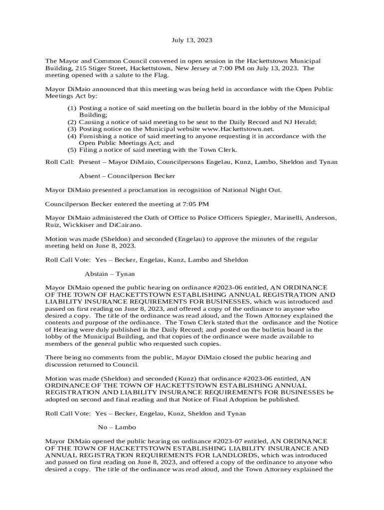 The Mayor and Common Council convened in open session in the