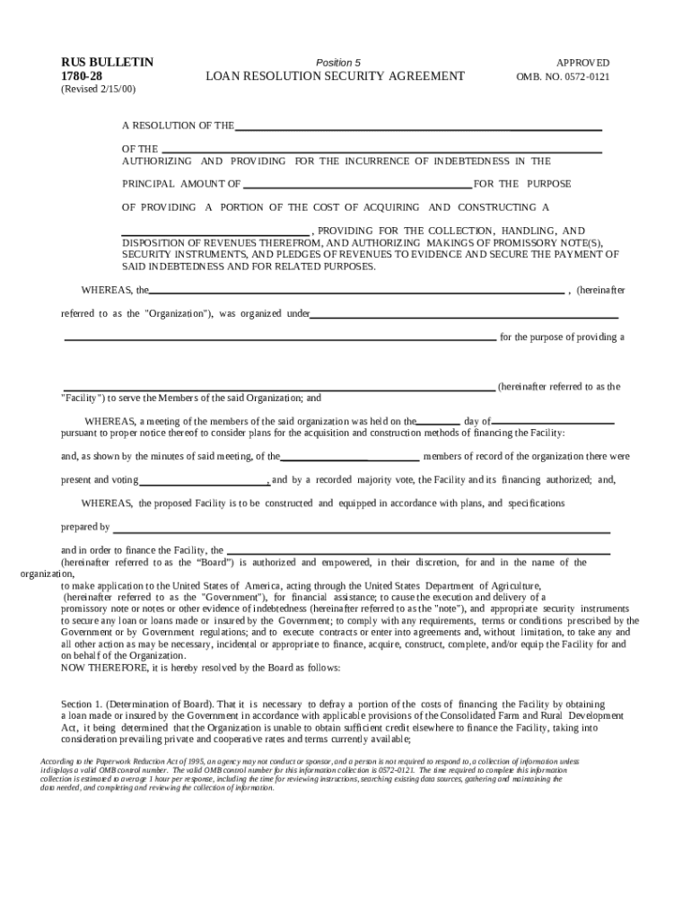 rus bulletin 178028 loan resolution security agreement Doc Template