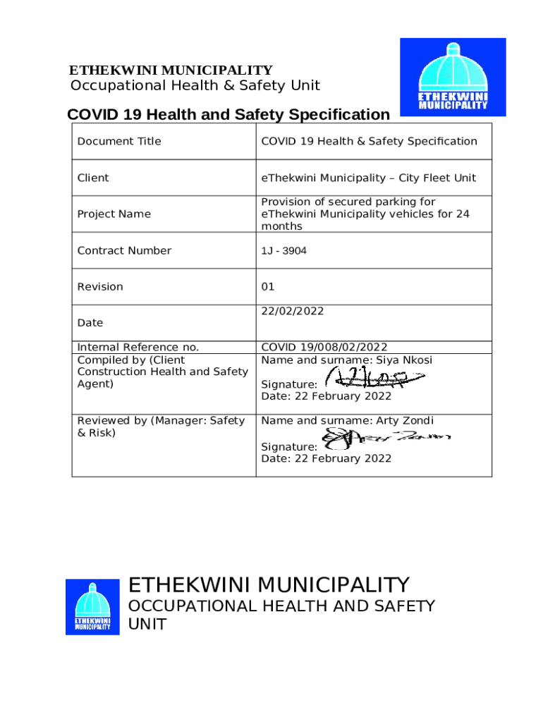 Construction Health and Safety Specification Page 1 Doc Template