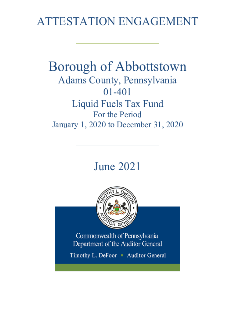 Fillable Online Abbottstown, Borough of Adams County Liquid Fuels