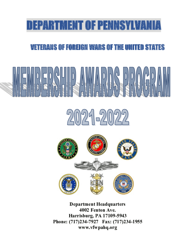 Fillable Online Pennsylvania State HQ Veterans of Foreign Wars Fax