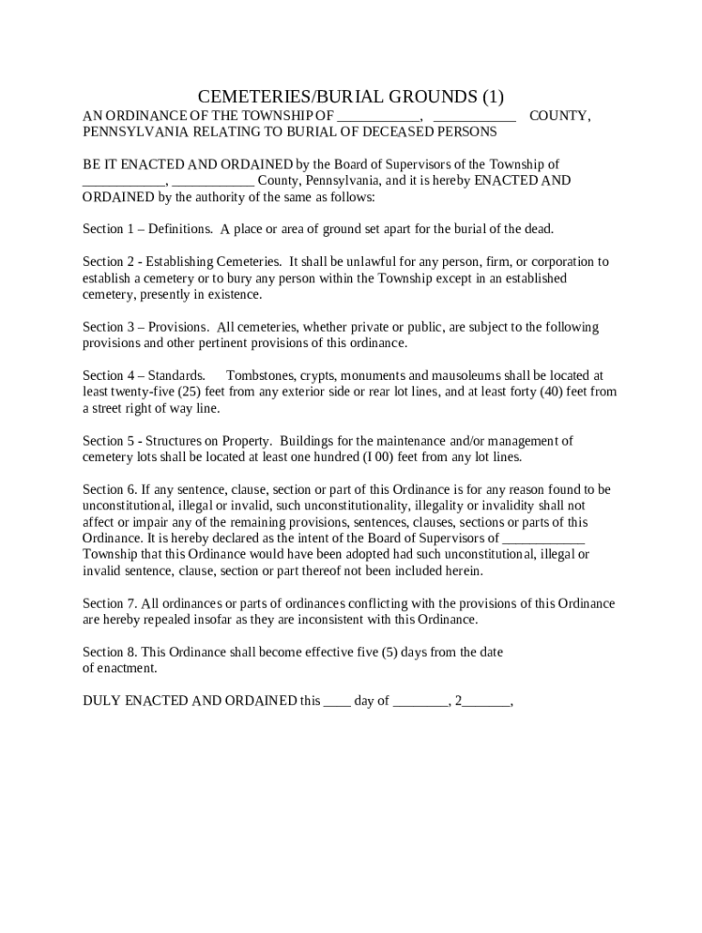 Pennsylvania Statutes Title 9 Pa.C.S.A. Burial Grounds101 Doc Template