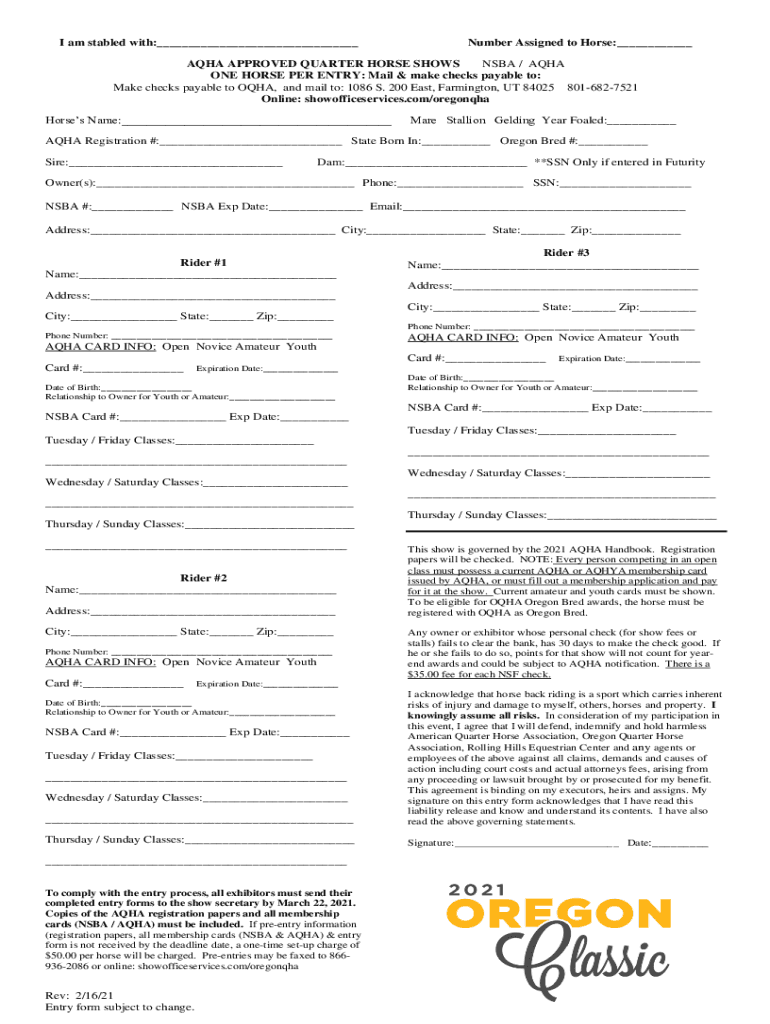 Fillable Online Florida Gold Coast Quarter Horse Circuit Fax Email Print pdfFiller