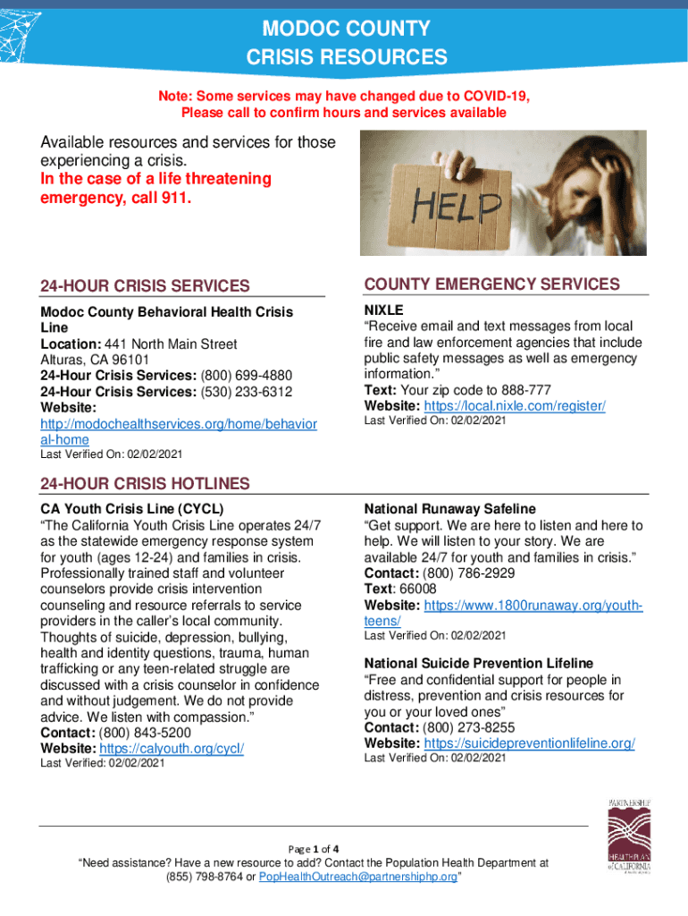 Fillable Online Emergency Prep MODOC COUNTY, CA HEALTH SERVICES Fax