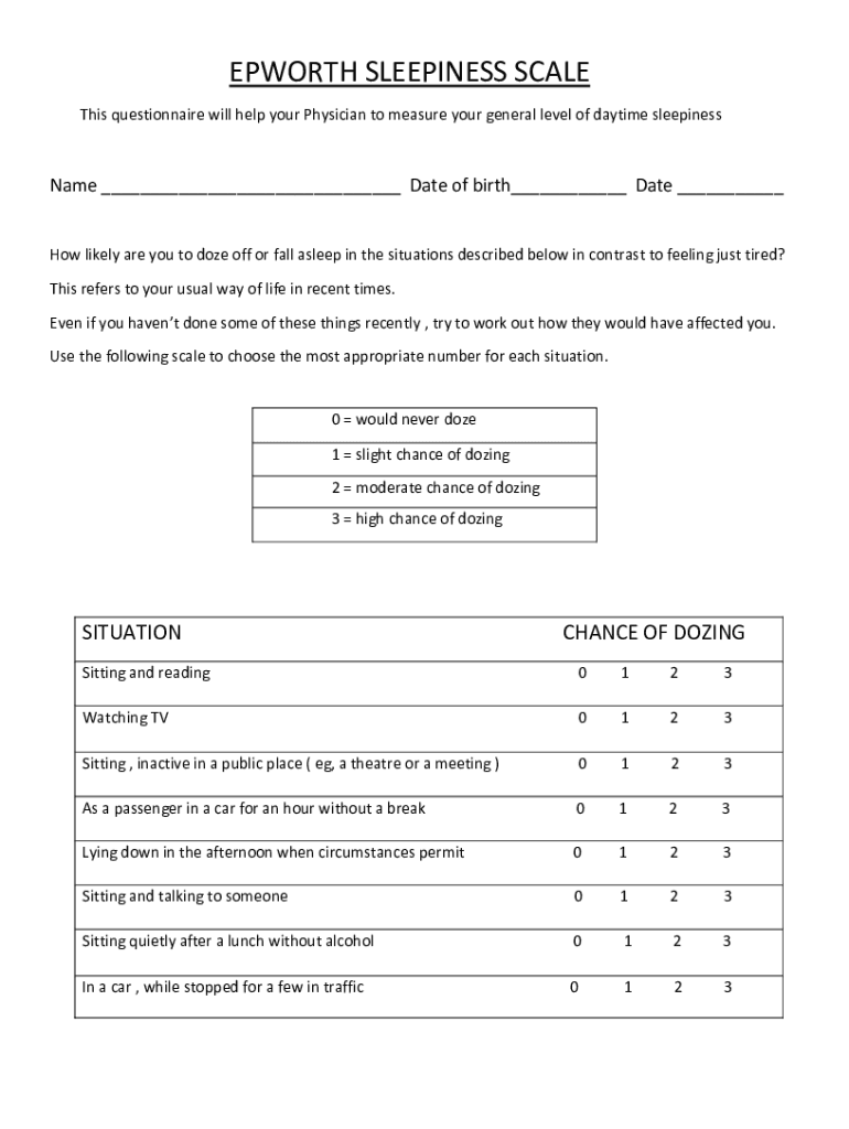 Fillable Online UP QUESTIONNAIRE AND EPWORTH SLEEPINESS Fax Email