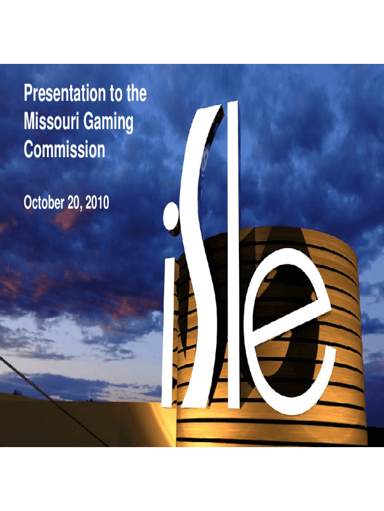 Fillable Online Presentation to the Missouri Gaming Commission Fax