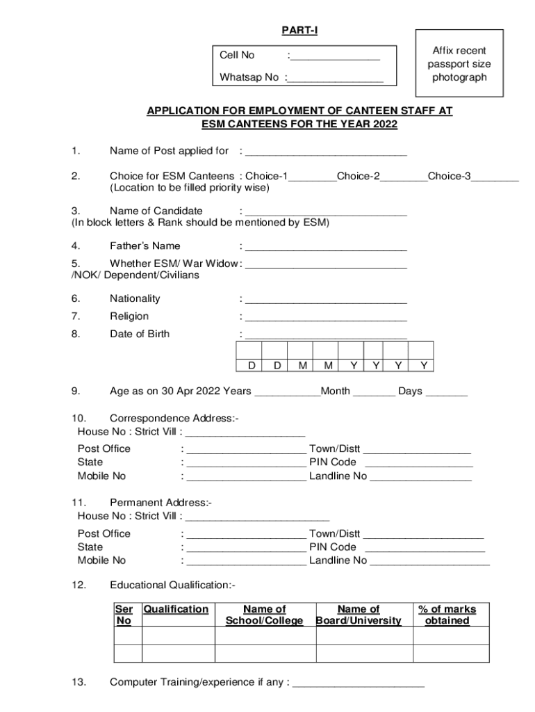 Fillable Online ESMCanteenApplnForm2022.pdf Fax Email Print pdfFiller