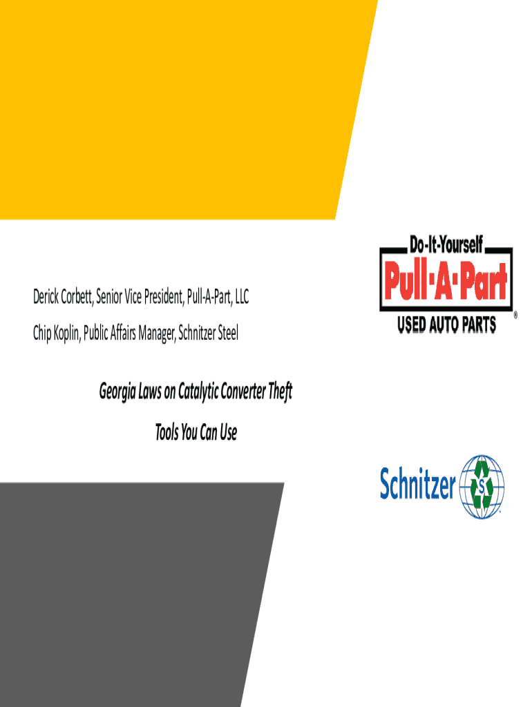 Fillable Online Laws on Catalytic Converter Theft Tools You Can