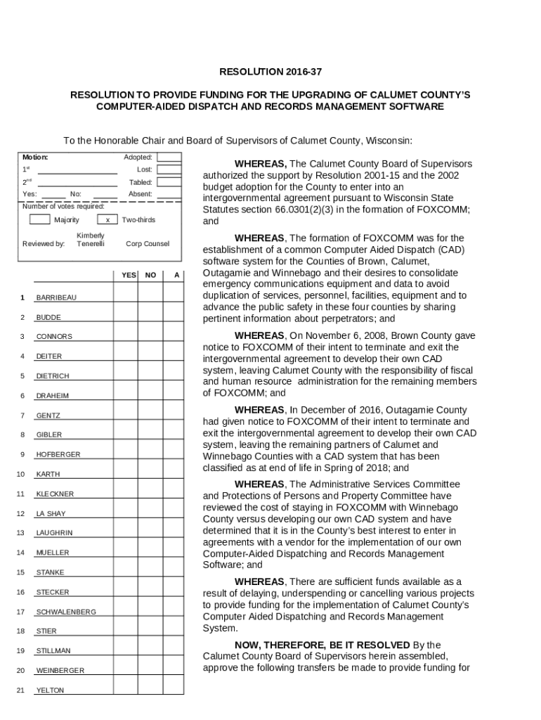 calumet county board roll call Doc Template pdfFiller