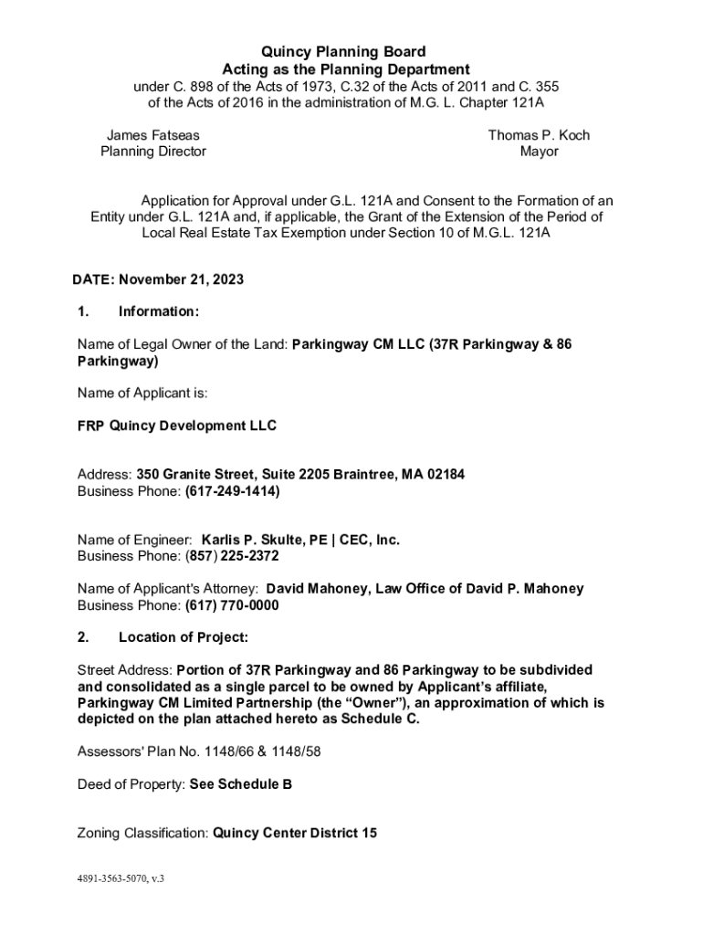 Fillable Online City of Quincy, MA Planning Board eCode360 Fax Email