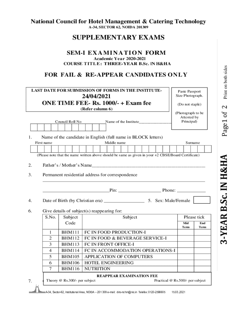 Fillable Online noida 201 309 datesheet academic year20232024