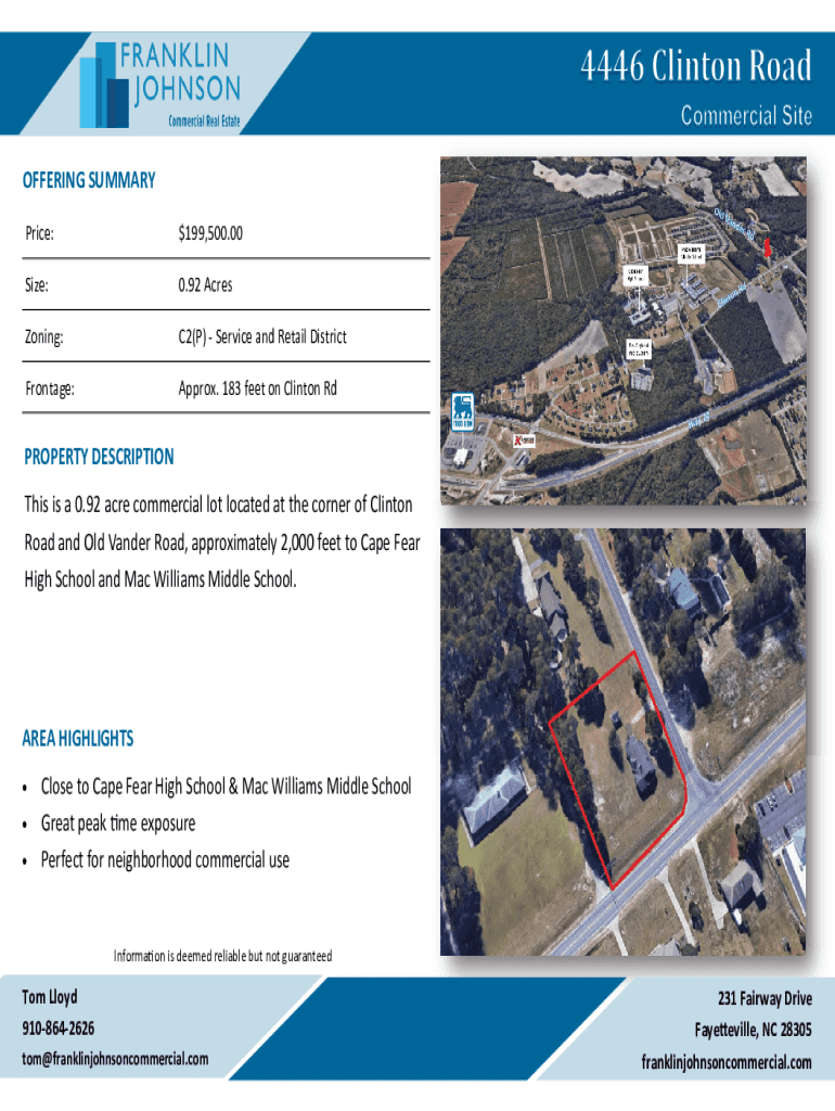 Fillable Online 92 Acre for Sale Near Cape Fear High School Fax Email
