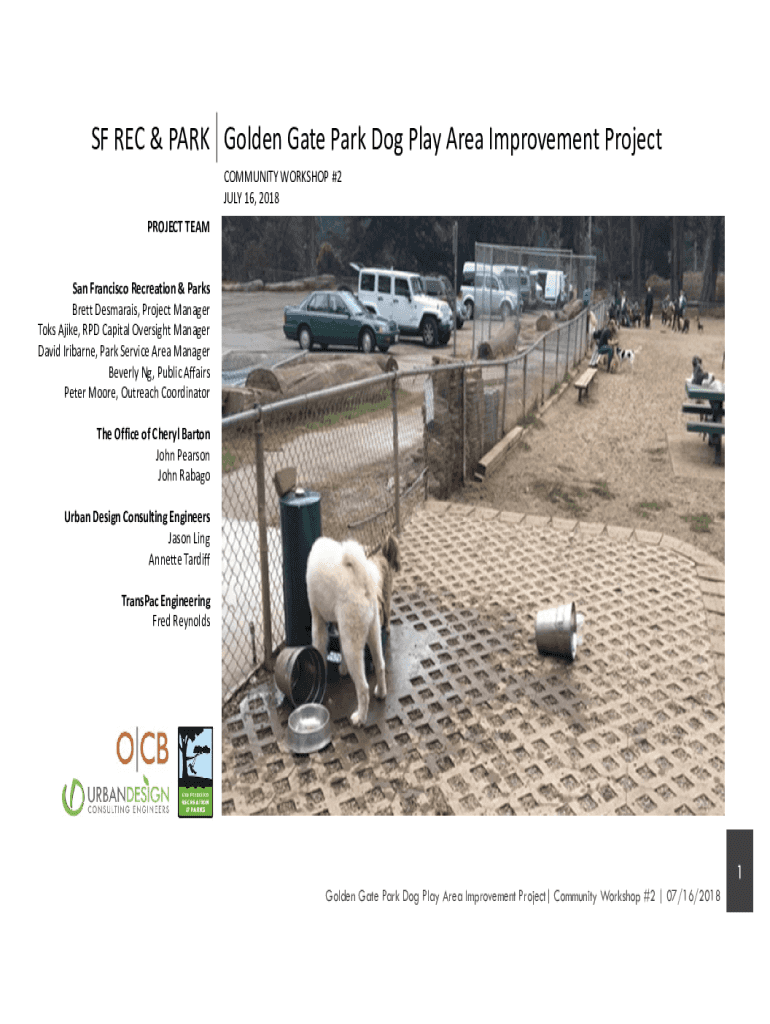 Fillable Online Golden Gate Park Dog Play Area Improvement Project Fax