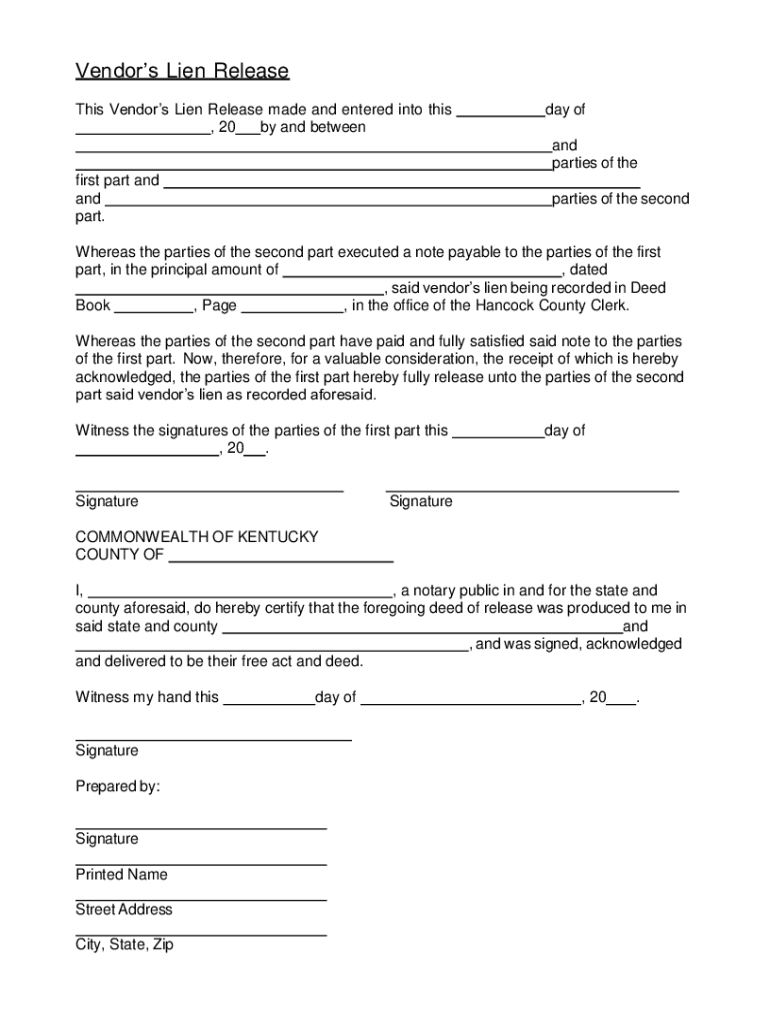 Fillable Online Warranty Deed With Vendors Lien Fax Email Print pdfFiller