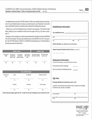 Fillable Online Cal/OSHA Form 300-Log of Work-Related Injuries and
