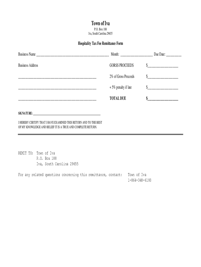 Fillable Online Iva, South Carolina Sales Tax Rate (2024) Fax Email