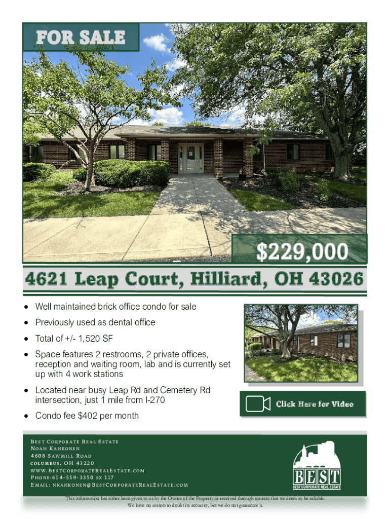 Fillable Online 4621 Leap Ct, Hilliard, OH 43026 Property Record Fax