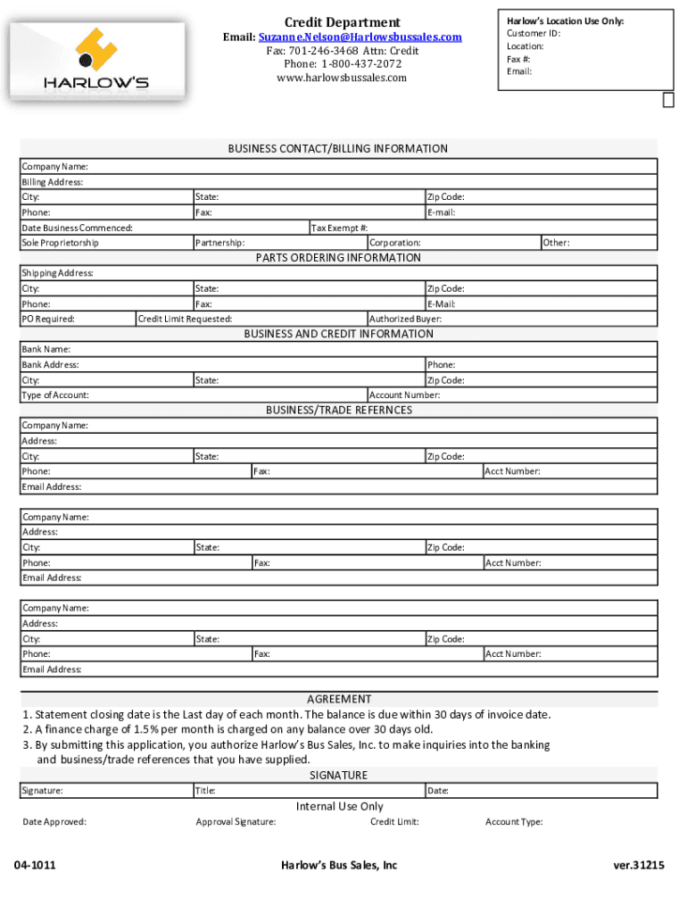 Fillable Online Harlow's Bus and Truck Sales, Harlows Bus Sales New
