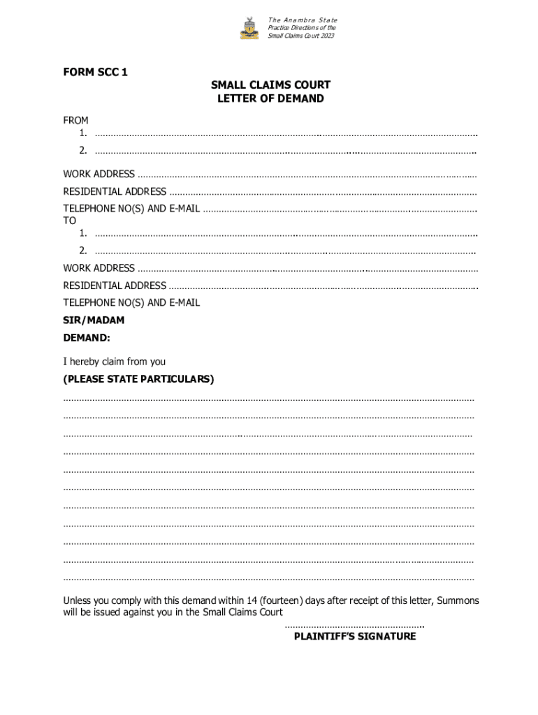 Fillable Online Small Claims Demand Letter (Free Template) Fax Email