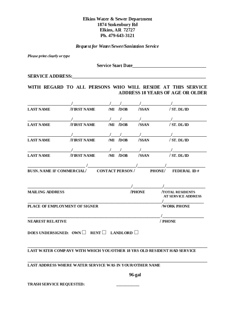 Water Department (Water, Sewer, Sanitation and Streets) elkins