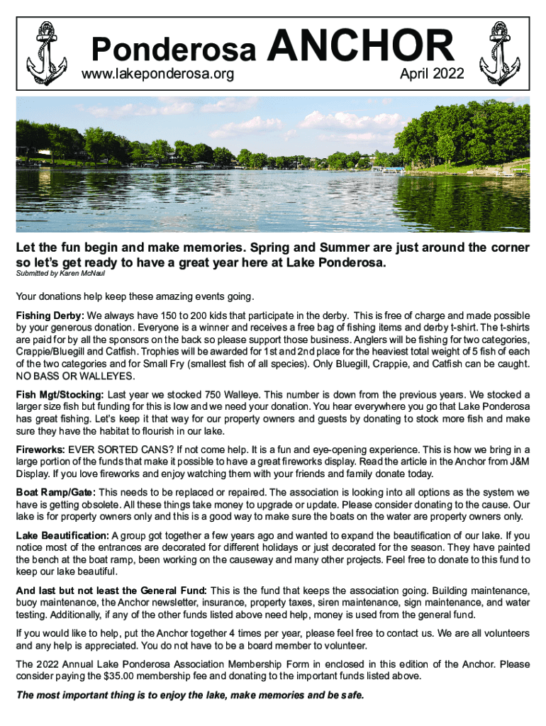 Fillable Online Lake Ponderosa AssociationMontezuma, IA Fax Email Print