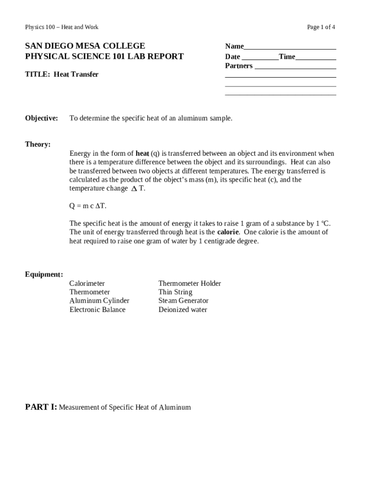 Physical Science A 5.10 Lab Report Heat Transfer Name homework sdmesa Doc Template pdfFiller