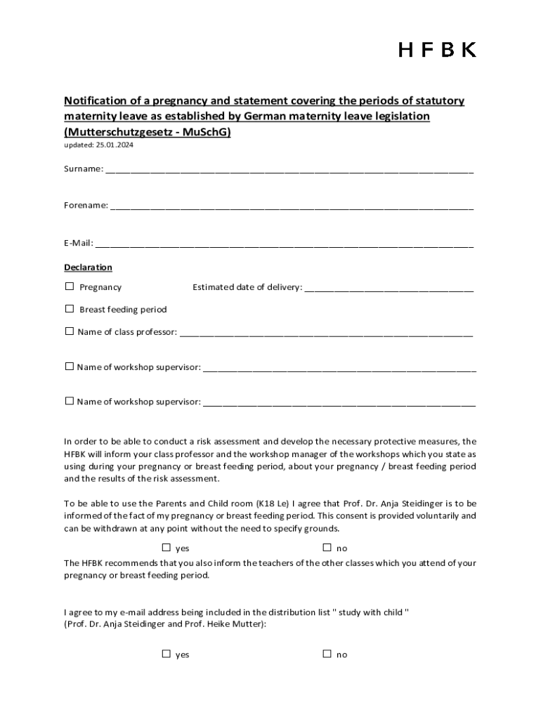 Fillable Online Maternity leave in Germany. What employers need to know