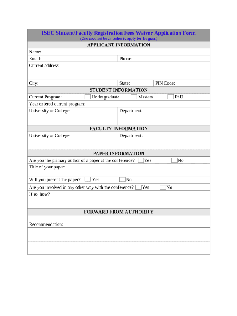 Graduate Application Fee Waiver Request Doc Template pdfFiller