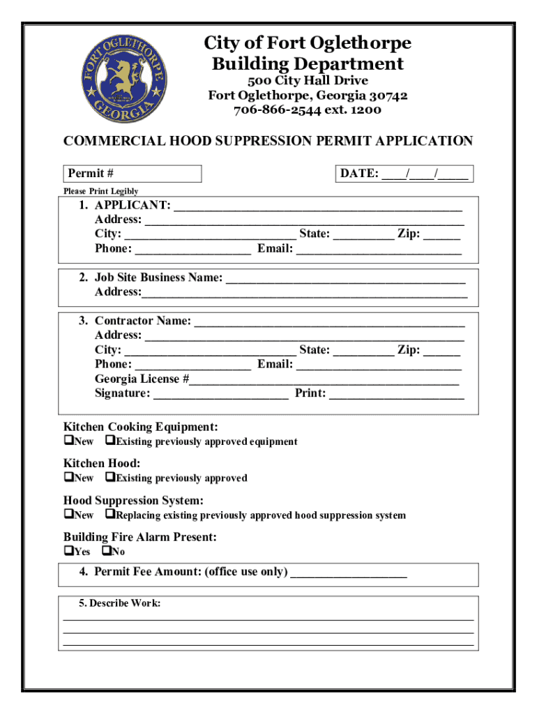 Fillable Online City of Fort Oglethorpe Building Department Fax Email
