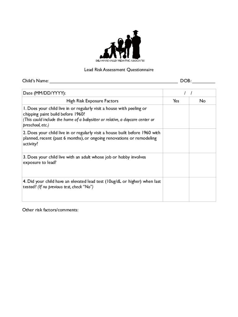 Fillable Online Does your child need a lead test Fax Email Print