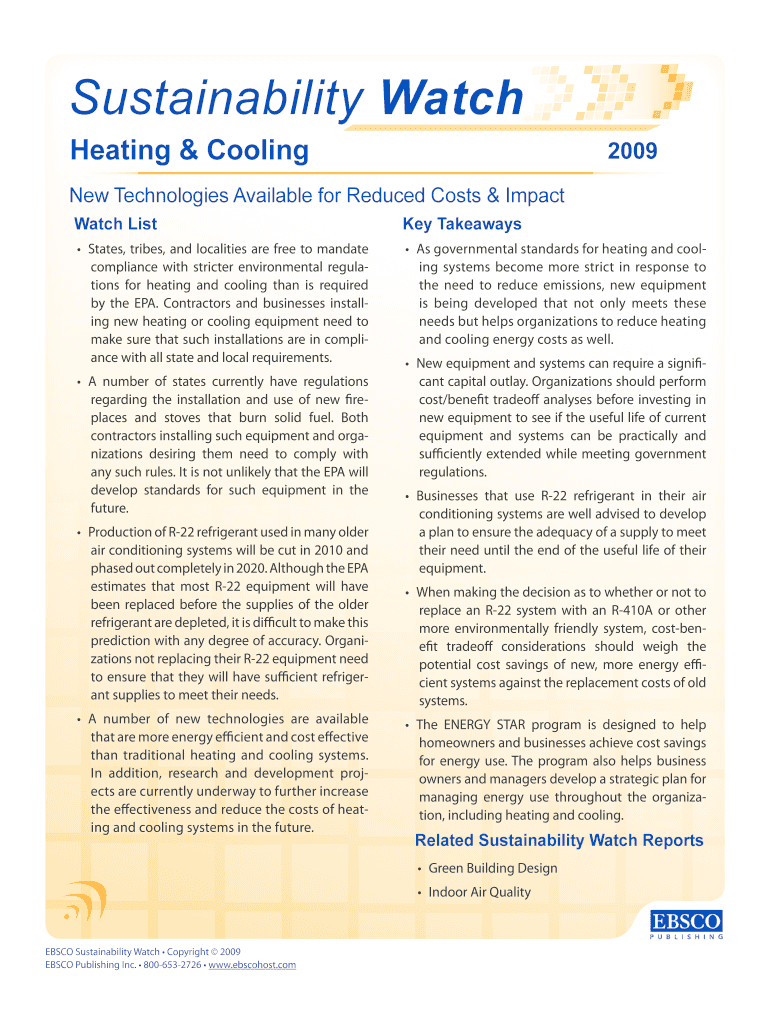 Fillable Online Heating and Cooling EBSCO Sustainability Fax Email