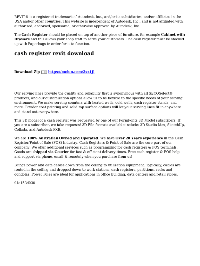 Fillable Online Cash Register Revit Download Fax Email Print pdfFiller