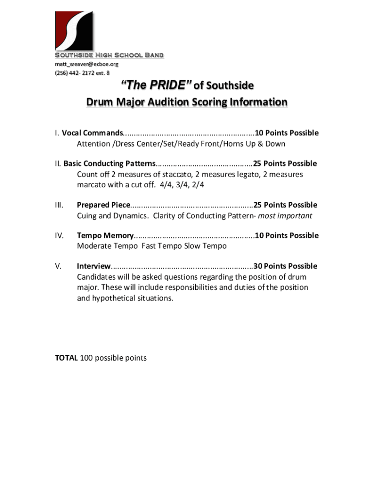 Fillable Online Drum Major Scoring Info Fax Email Print pdfFiller