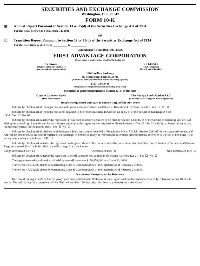 Fillable Online FIRST ADVANTAGE CORPORATION Fax Email Print pdfFiller