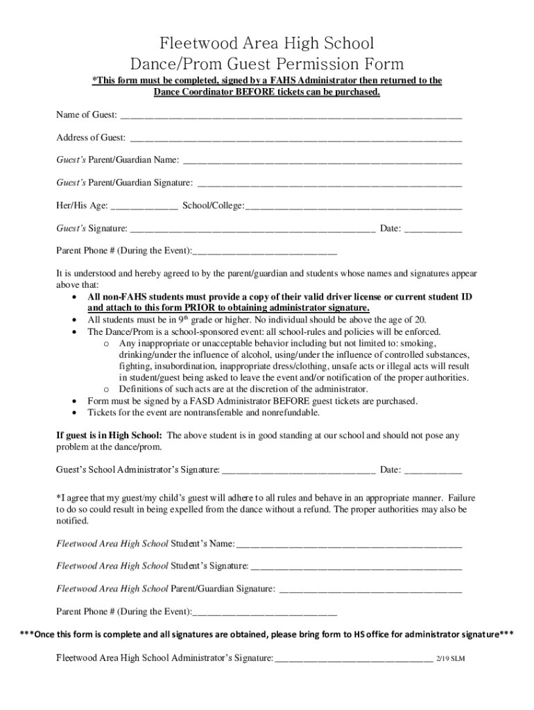 Fillable Online Forms/Bell Schedules Fleetwood Area High School Fax