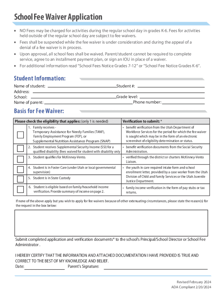 Fillable Online schools utah School Fees Combined forms 2425 Fax Email