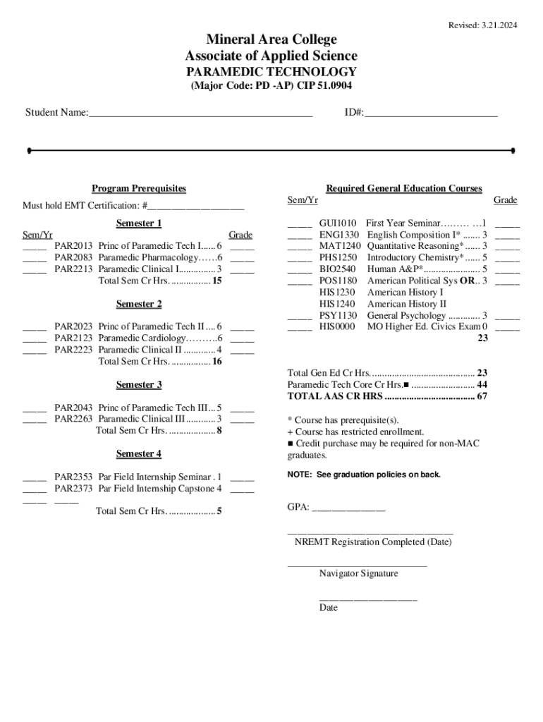 Fillable Online Paramedic Admission Application Fax Email Print