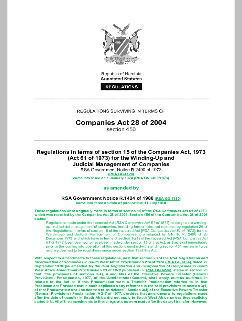 Fillable Online Regulations in terms of section 15 of the Companies Act