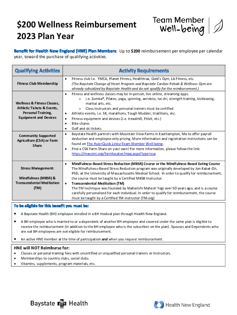 Fillable Online 2023 Wellness Allowance Reimbursement Form Fax Email