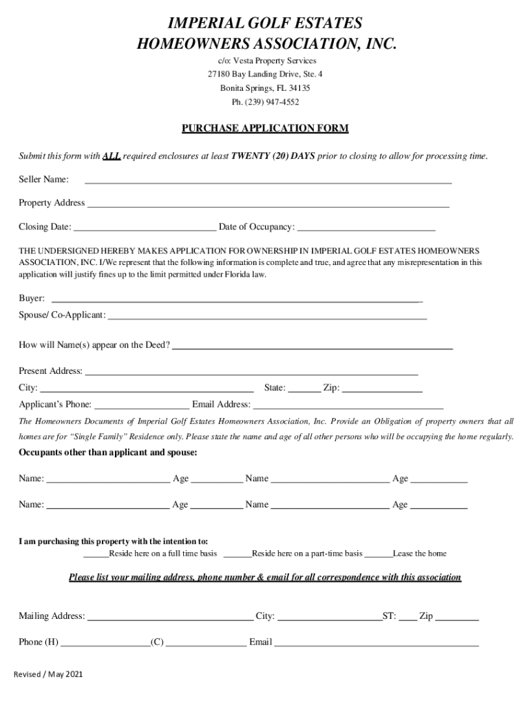 Fillable Online The Southwest Region Imperial Golf Estates Fax