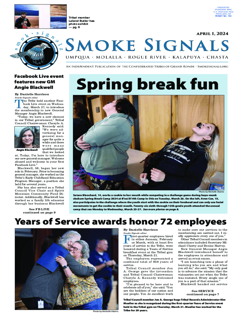 Fillable Online Smoke Signals The Grand Ronde Tribe celebrated 40