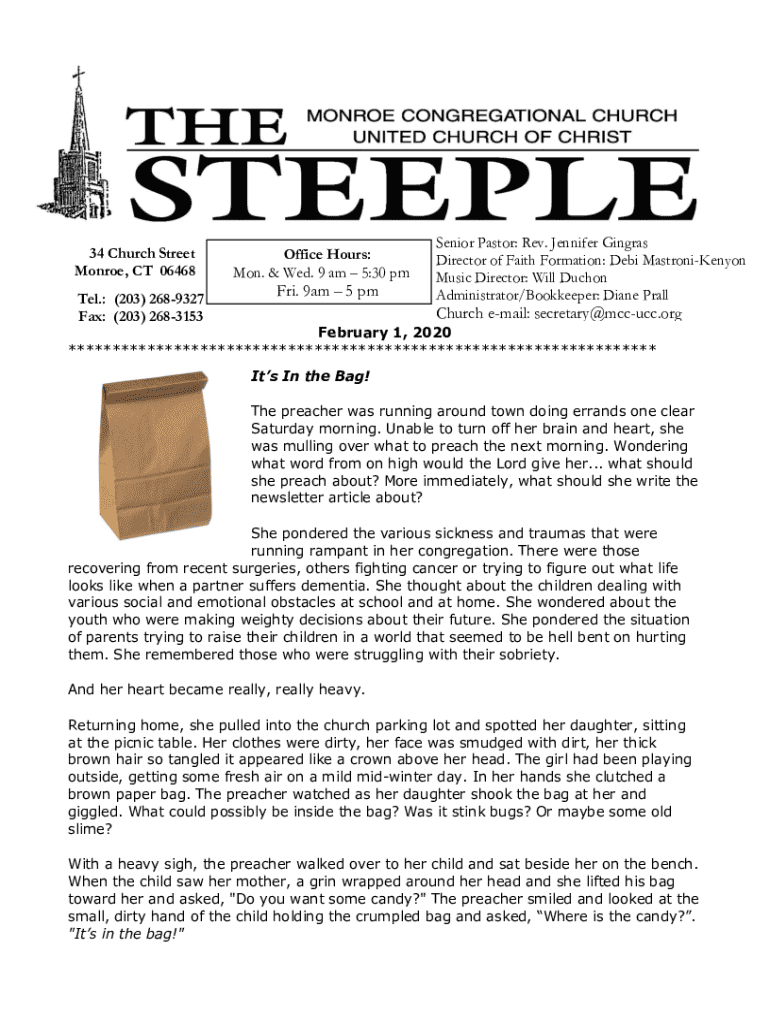 Fillable Online Monroe Congregational Church, 34 Church St, Monroe, CT Fax Email Print pdfFiller