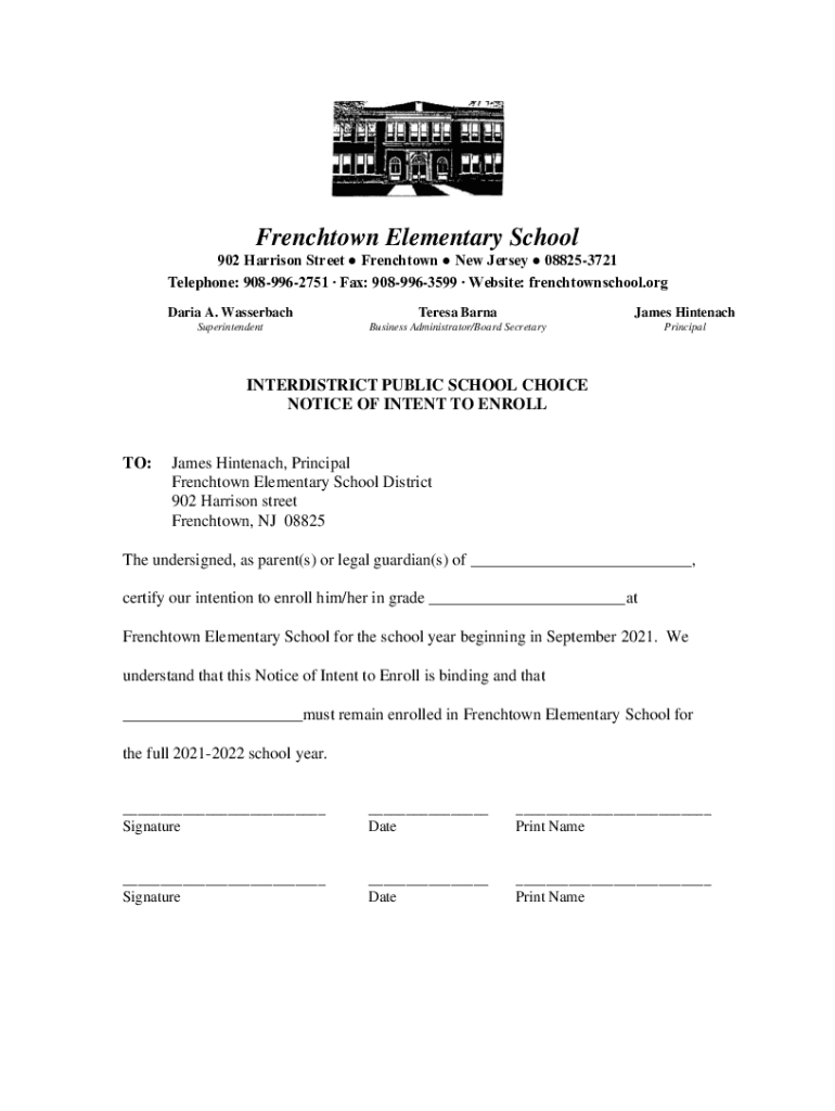 Fillable Online SchoolsThe Official site of Frenchtown Borough Fax