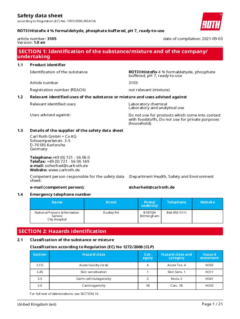 Fillable Online Safety Data Sheet formaldehyde, phosphate buffered, pH