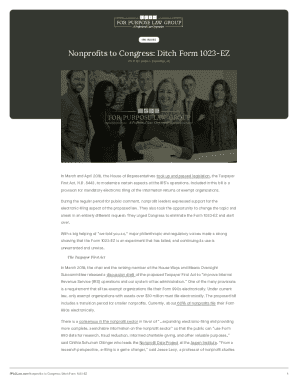 Fillable Online EXEMPT ORGANIZATIONS: Form 1023-EZ, Adopted to Reduce