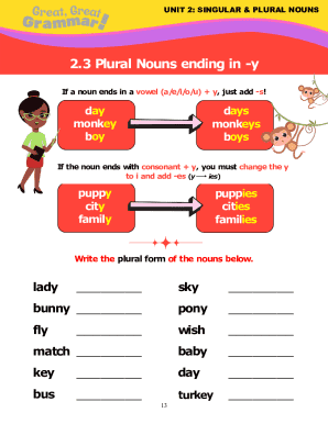 Fillable Online Nouns ending in vowel plus 'y' worksheets Fax Email