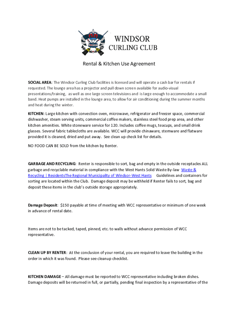 Fillable Online Rental & Kitchen Use Agreement Fax Email Print pdfFiller